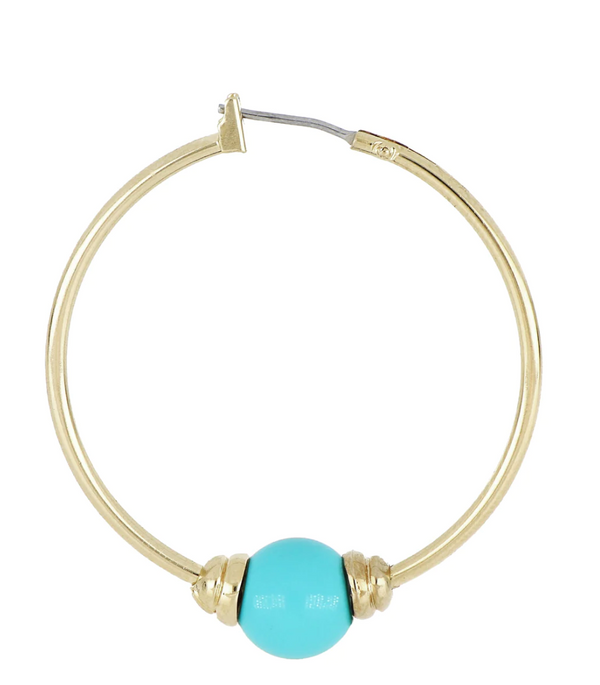 Pérola Collection - Turquoise Large Hoop Gold Earrings