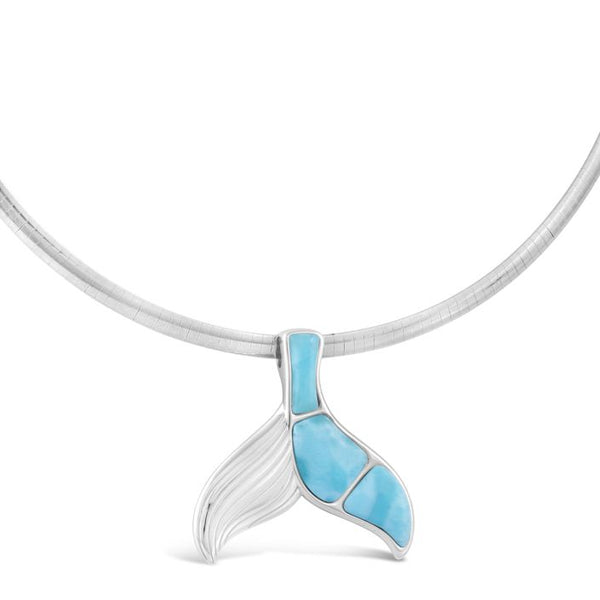 Blue Whale Omega Necklace - Larimar