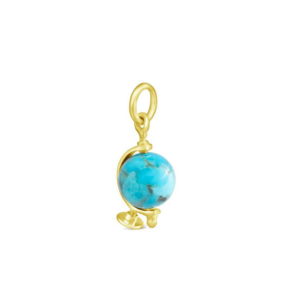 Collectible Travel Treasures™ Turquoise Globe Charm Gold