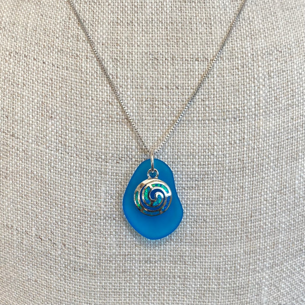 Opal Swirl Sea Glass Necklace