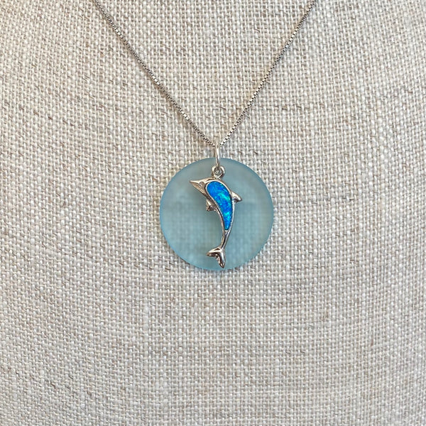 Opal Dolphin Sea Glass Necklace