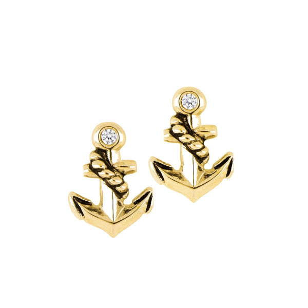 Ocean Images Anchor Tiny Stud Earring with CZ