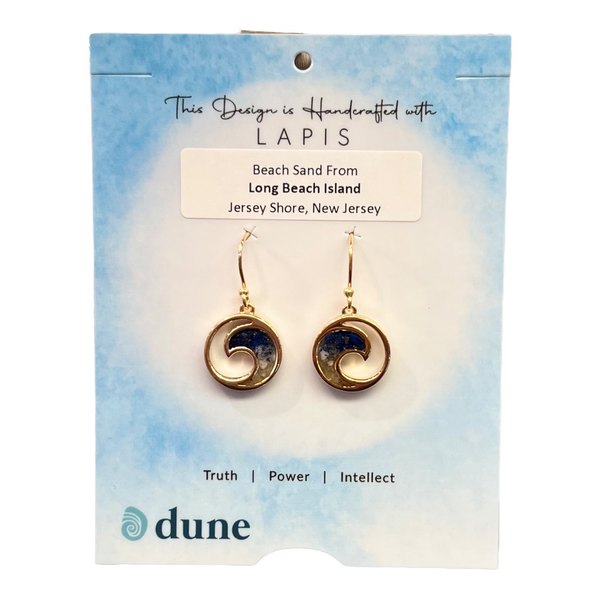 Wave Drop Earrings - 14k Gold Vermeil/Lapis