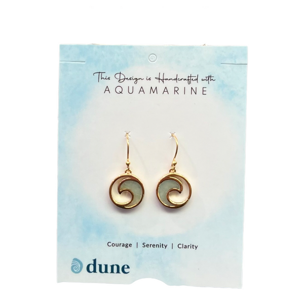 Wave Drop Earrings - 14k Gold Vermeil/Aquamarine