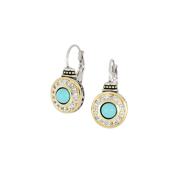 Perola Pave & Turquoise French Wire Earrings