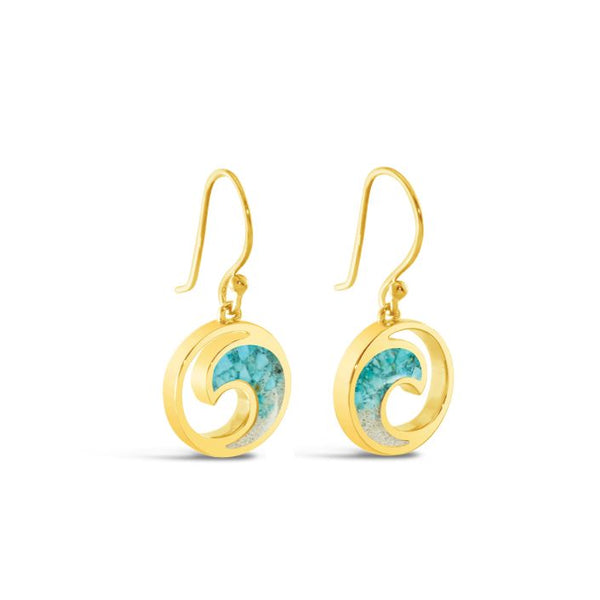 Wave Drop Earrings Gold - Turquoise Gradient
