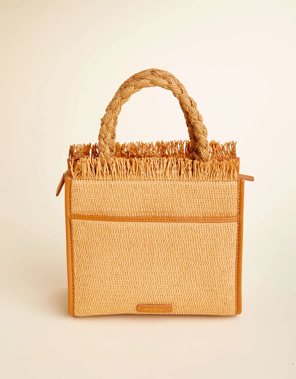 Woven Straw Dune Satchel Lobster