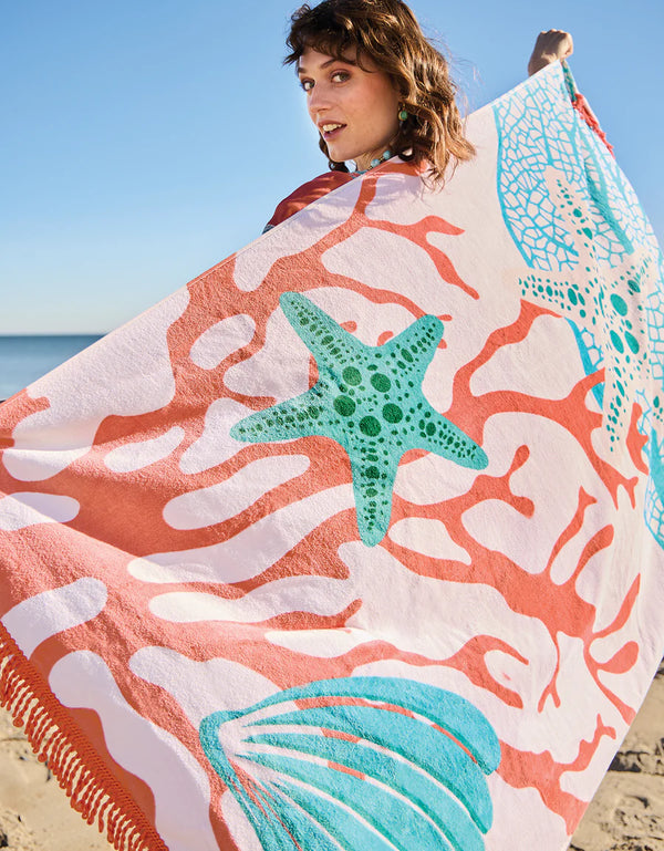 Ogeechee Sea Life Coral Beach Towel