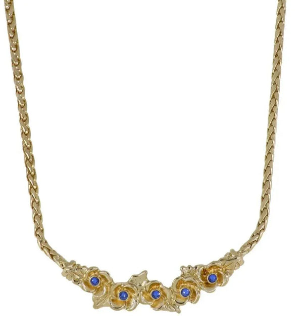 5 Hydrangea Necklace Gold with Blue CZ