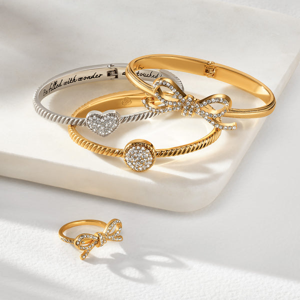 Illumina Bow Gold Hinge Bangle