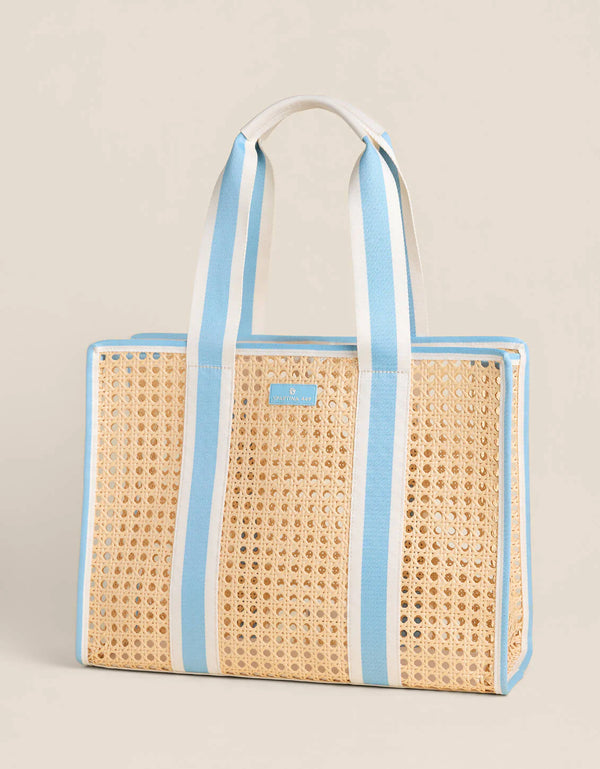 Splash Cane Large Trim Tote Blue Stripe