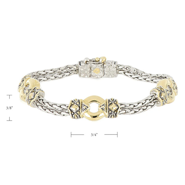 Antiqua Collection - Gold Circle Three Station Bracelet