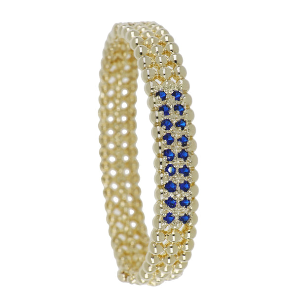Beaded Collection 3 Row Bracelet - Sapphire