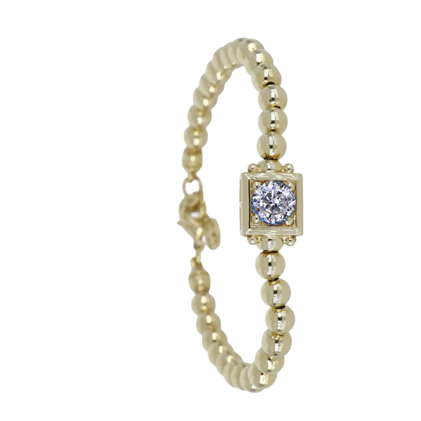 Beaded Collection Square Stone Bracelet Gold