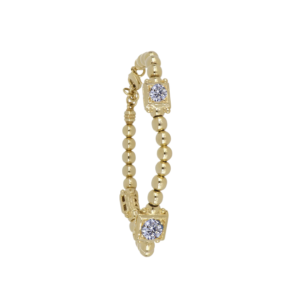 Beaded Collection 3 Stone Bracelet - Gold