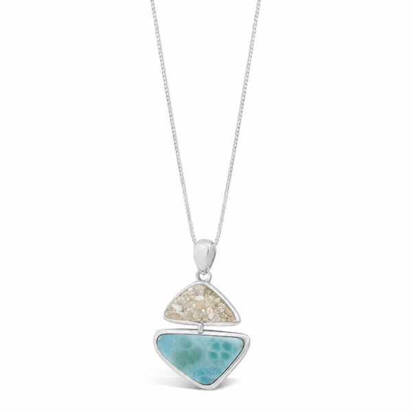Coastal Edge Necklace Larimar & Sand