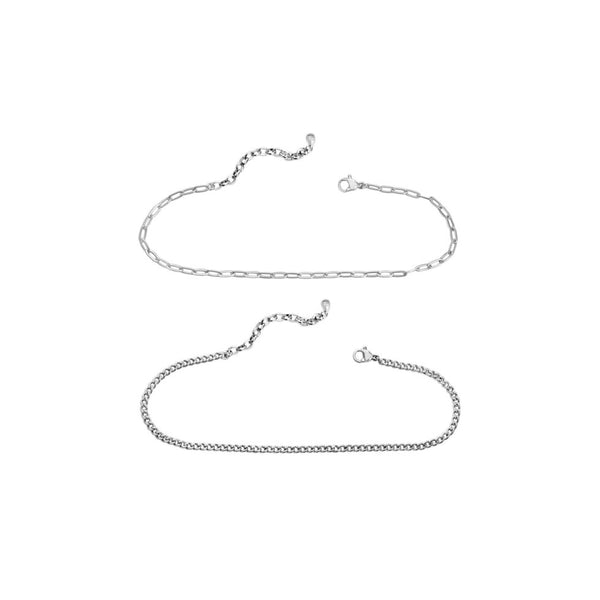 "Here's The Skinny" 2-Pack Anklets - Paper Clip and Curb Chain