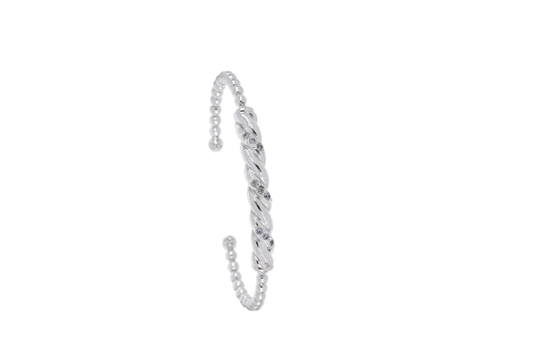 Desejo Cuff Bracelet Pave Twisted Rhodium - CZ