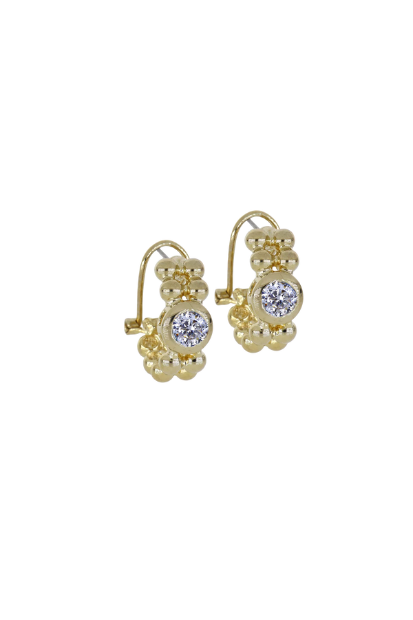 Beaded Collection 2 Row Beaded Omega Clip Earrings