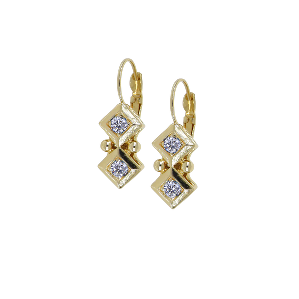 Beaded Collection 2 Stone French Wire Earrings
