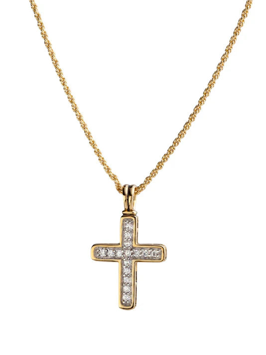 Pavé Gold Cross Necklace