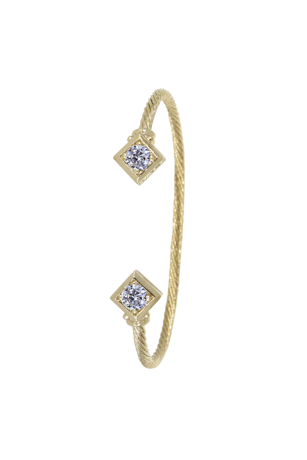 Gilded Collection Diamond Shaped Small Cuff Bracelet - CZ