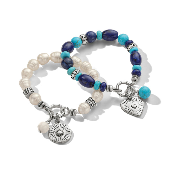 Token Pearl Charm Stretch Bracelet