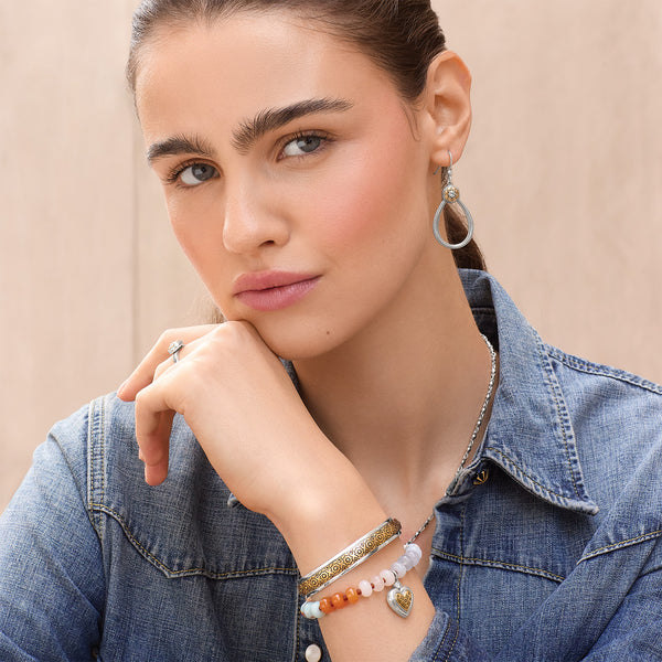 Mosaic Two Tone Heart Beaded Bracelet