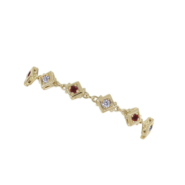 Gilded Collection 11 Stone Tennis Bracelet 7" - Garnet & CZ