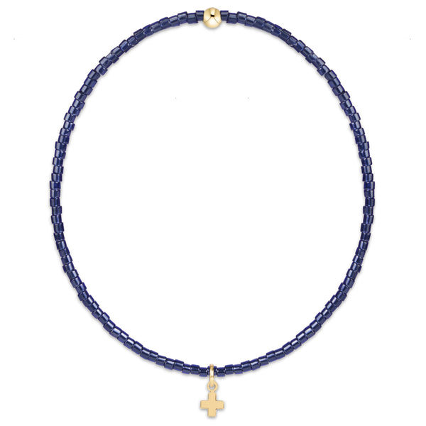 Hope Classic Navy Bracelet - Signature Cross Small Gold Charm