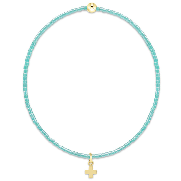 Hope Classic Sea Glass Bracelet - Signature Cross Small Gold Charm