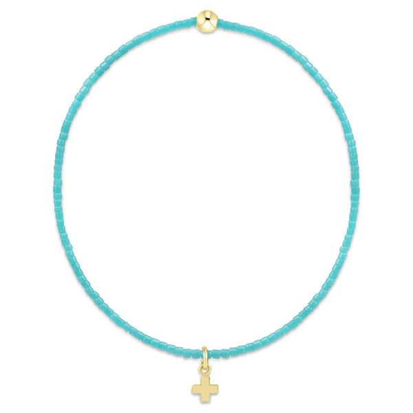 Hope Classic Turquoise Bracelet - Signature Cross Small Gold Charm