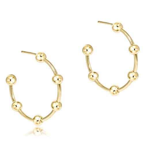 Beaded Simplicity 1" Post Hoop - 4mm gold