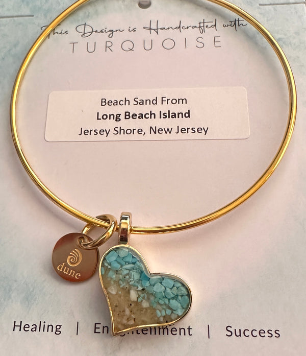 Beach Bangle Gold Heart - Turquoise Gradient
