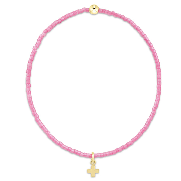 Hope Classic Bubblegum  Bracelet - Signature Cross Small Gold Charm