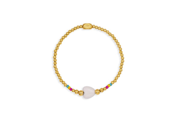 Stretch of the Sea - White Heart Bracelet