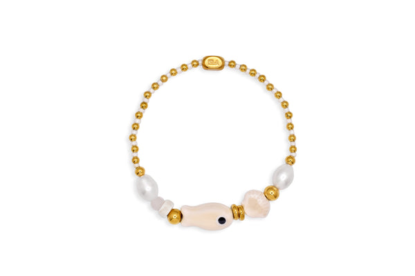Stretch of the Sea - Creamy Fish Bracelet