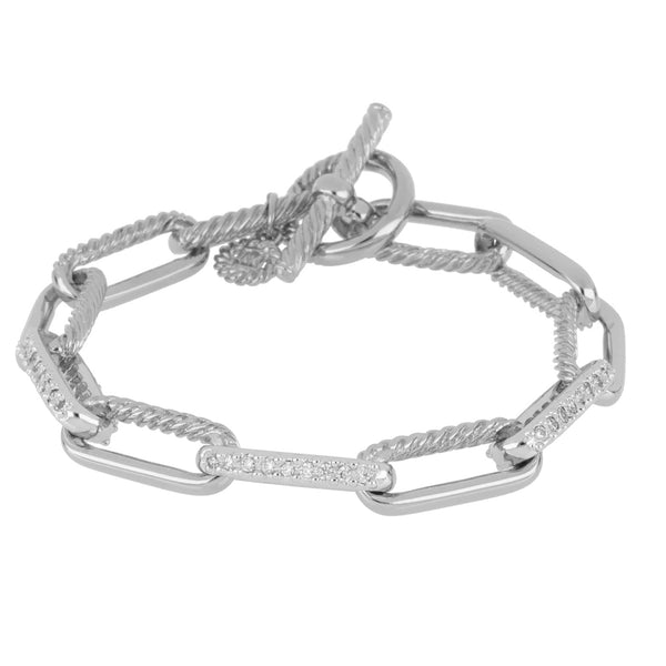 Diamante Corrente Large Toggle Links Bracelet with Pavé - 8"