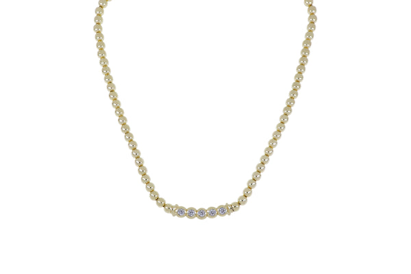 Beaded Collection 5 Stone Necklace - Gold