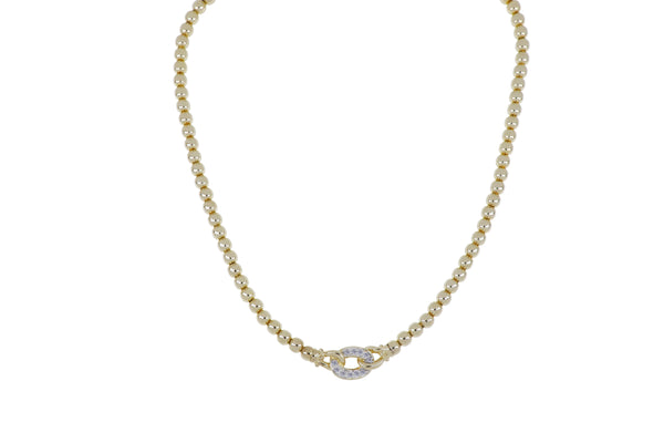 Beaded Collection Oval Necklace - Gold