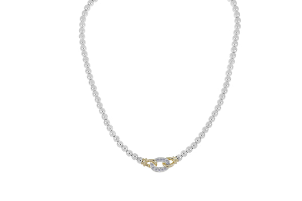 Beaded Collection Oval Necklace - Two Tone