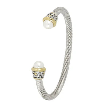 Ocean Images Collection - Thin Pearl Wire Cuff Bracelet