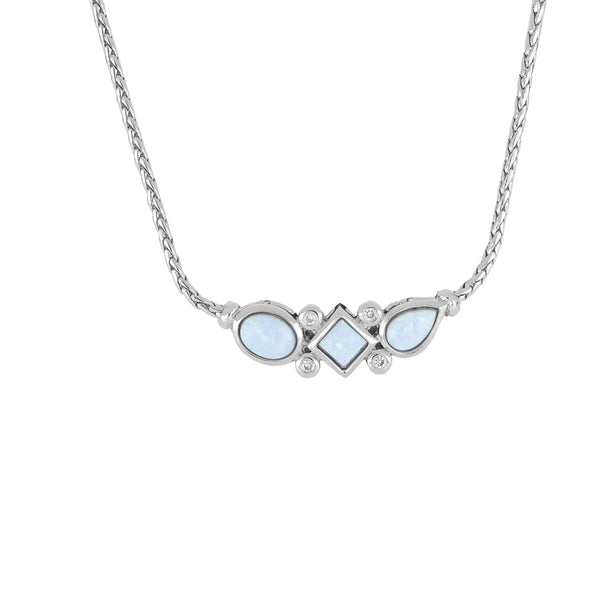 Opalas do Mar 3 Blue Opal Necklace with CZ