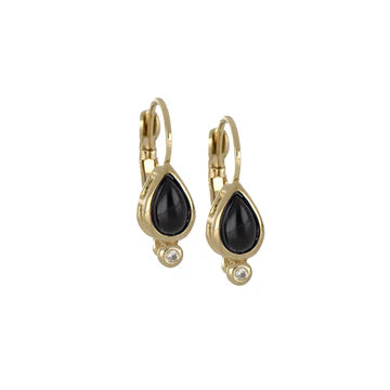 Opalas do Mar/Black Onyx Collection - 1 Stone French Wire Earrings