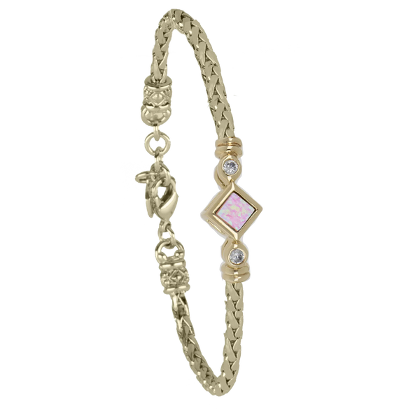 Opalas do Mar Diamond Shape Pink Opal Bracelet 7"