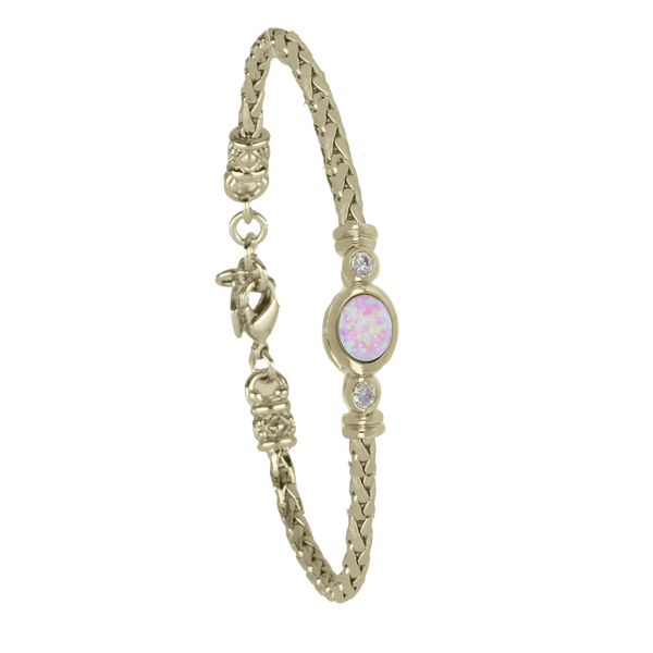 Opalas do Mar Oval Shape Pink Opal Bracelet 7"