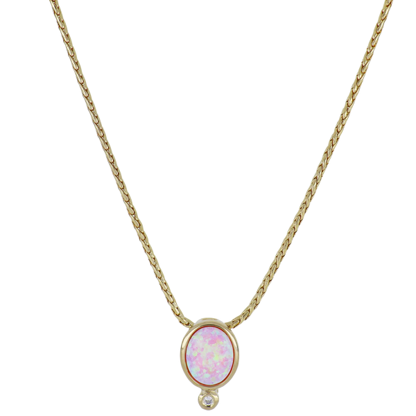 Opalas do Mar Oval Shape Pink Opal Pendant Necklace 16-18"