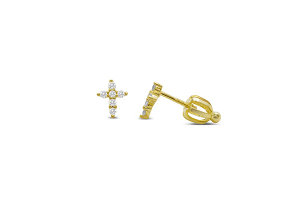 Prong Cross Stud Gold