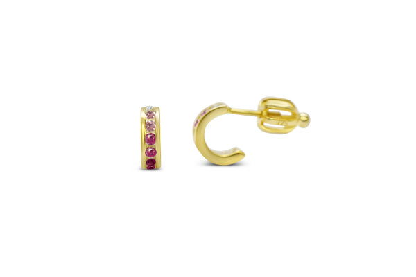 CZ  Half Hoop (Pink Ombre) Earring Gold