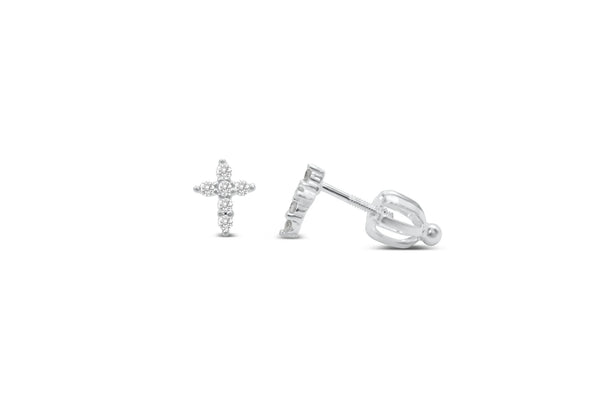 Prong Cross Stud (Silver)